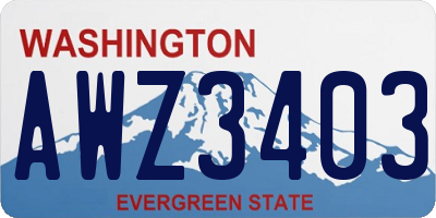 WA license plate AWZ3403