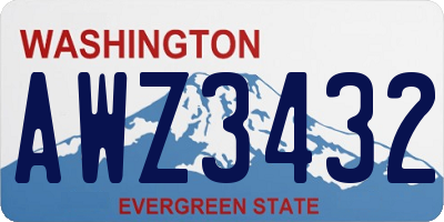 WA license plate AWZ3432
