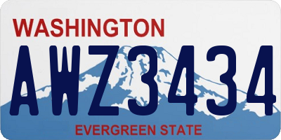 WA license plate AWZ3434
