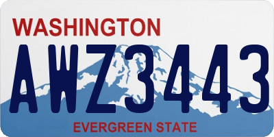 WA license plate AWZ3443