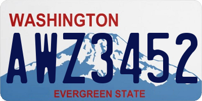 WA license plate AWZ3452