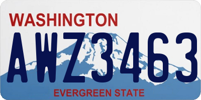 WA license plate AWZ3463