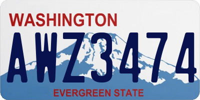 WA license plate AWZ3474