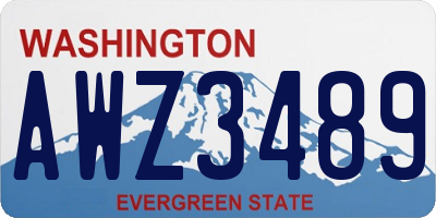 WA license plate AWZ3489