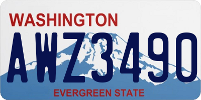 WA license plate AWZ3490