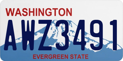 WA license plate AWZ3491
