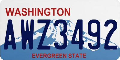 WA license plate AWZ3492