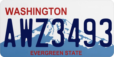WA license plate AWZ3493