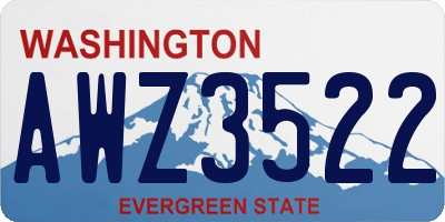 WA license plate AWZ3522