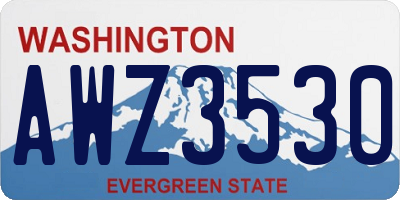 WA license plate AWZ3530