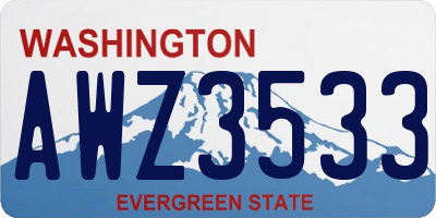 WA license plate AWZ3533