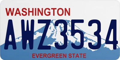 WA license plate AWZ3534