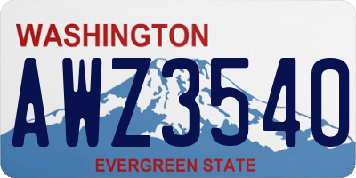 WA license plate AWZ3540