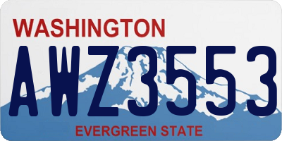 WA license plate AWZ3553