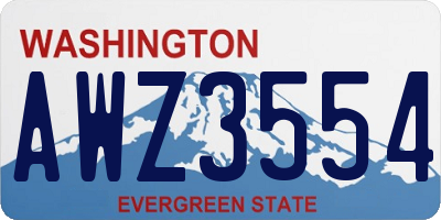 WA license plate AWZ3554