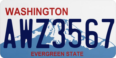 WA license plate AWZ3567