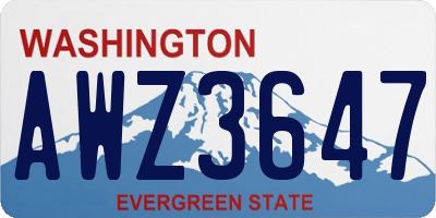 WA license plate AWZ3647