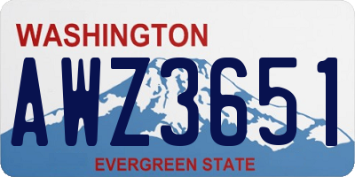 WA license plate AWZ3651