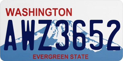 WA license plate AWZ3652