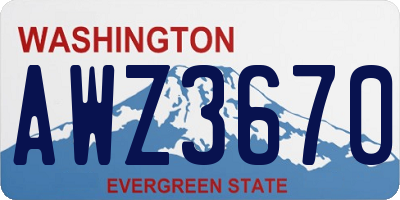 WA license plate AWZ3670