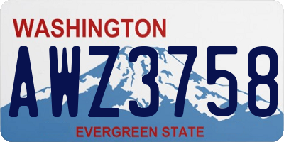 WA license plate AWZ3758