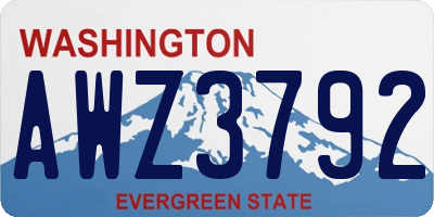 WA license plate AWZ3792