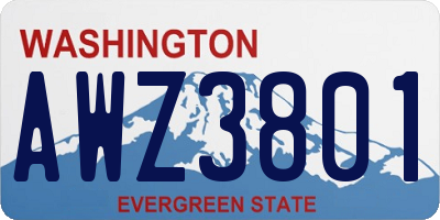 WA license plate AWZ3801