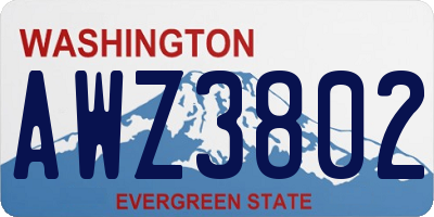 WA license plate AWZ3802