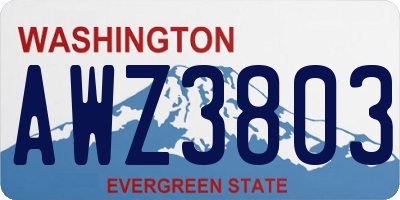 WA license plate AWZ3803