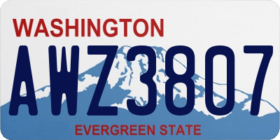 WA license plate AWZ3807