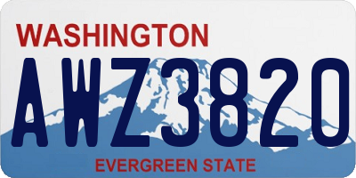 WA license plate AWZ3820
