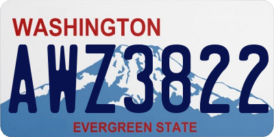 WA license plate AWZ3822