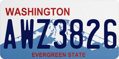WA license plate AWZ3826