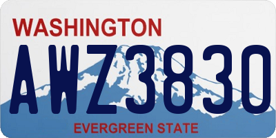 WA license plate AWZ3830