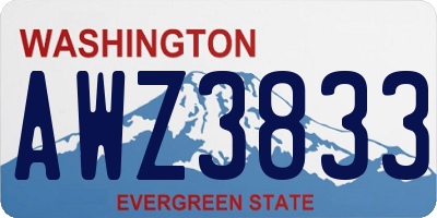 WA license plate AWZ3833
