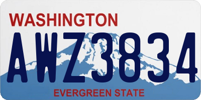 WA license plate AWZ3834