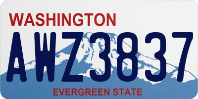 WA license plate AWZ3837