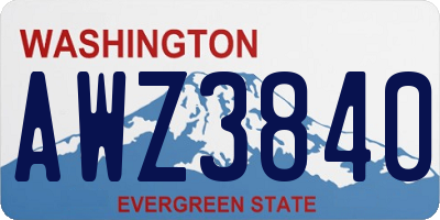 WA license plate AWZ3840