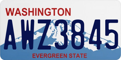 WA license plate AWZ3845