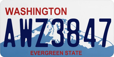 WA license plate AWZ3847