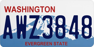 WA license plate AWZ3848