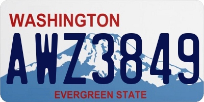 WA license plate AWZ3849