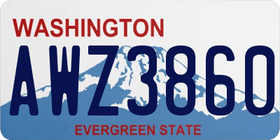 WA license plate AWZ3860