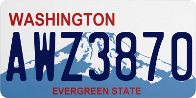 WA license plate AWZ3870