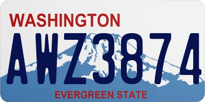WA license plate AWZ3874
