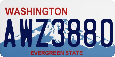 WA license plate AWZ3880