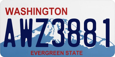 WA license plate AWZ3881
