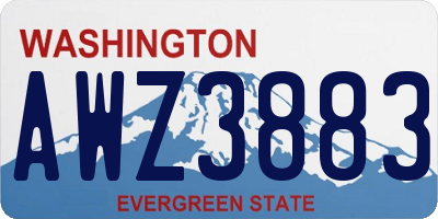 WA license plate AWZ3883