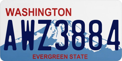 WA license plate AWZ3884