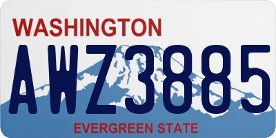 WA license plate AWZ3885